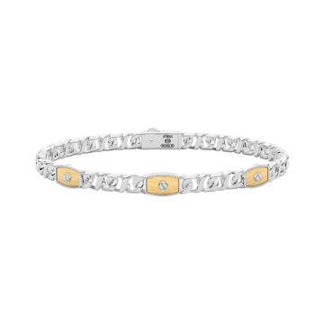 Bracciale Zancan Alpha in argento e oro giallo maglia larga 21 cm