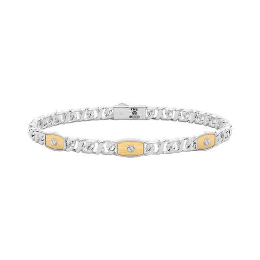 Bracciale Zancan Alpha in argento e oro giallo maglia larga 21 cm