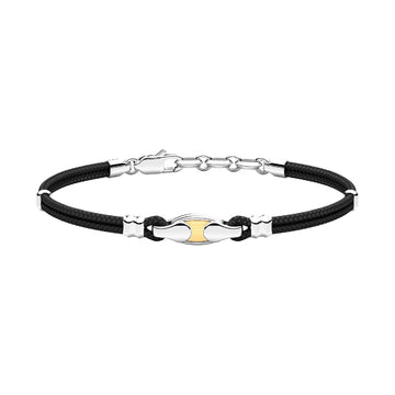 Bracciale Zancan Alpha kevlar nero con argento e oro giallo Regolabile 19-21 cm