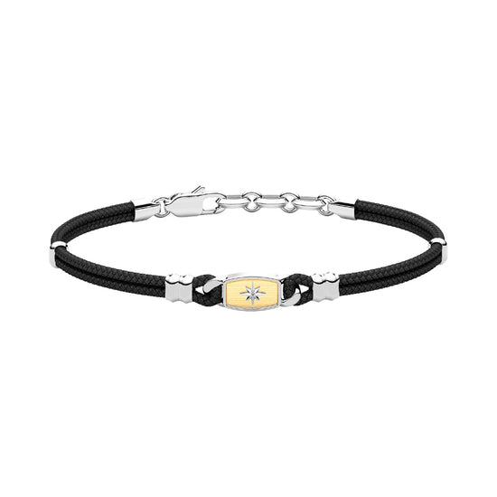 Bracciale Zancan in kevlar nero argento e oro con stella Regolabile 19-21 cm