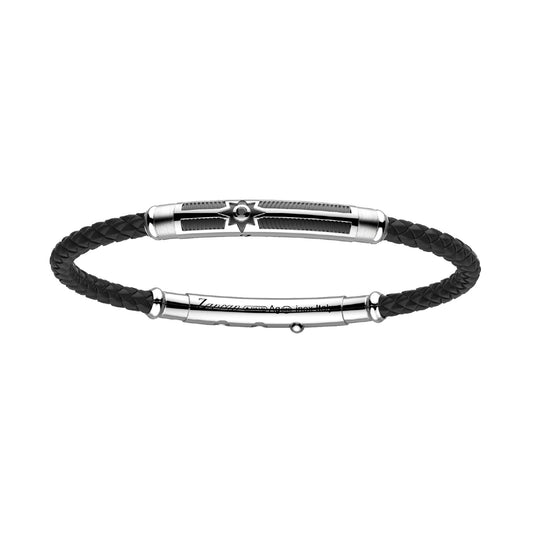 Bracciale Zancan in argento e silicone spinello da uomo 22 cm