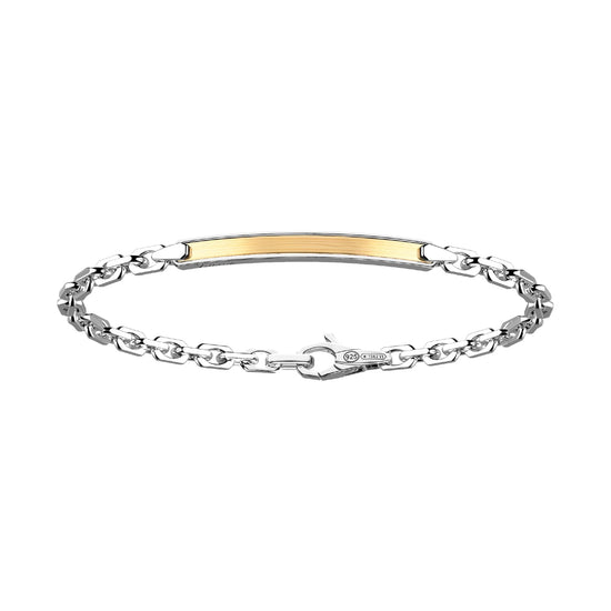 Bracciale catena Zancan in argento con targa oro da uomo 21 cm
