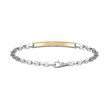 Bracciale catena Zancan in argento con targa oro da uomo 21 cm