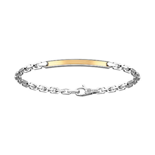 Bracciale catena Zancan in argento con targa oro da uomo 21 cm