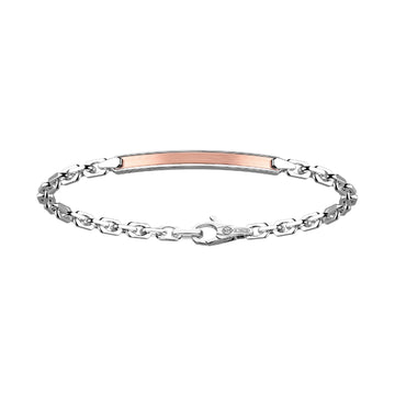 Bracciale catena Zancan in argento con targa oro rosa da uomo 21 cm