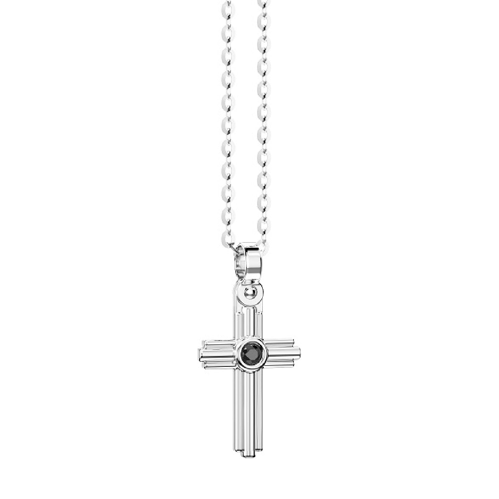 Collana uomo Zancan in argento con croce e spinello nero MISURA UNICA