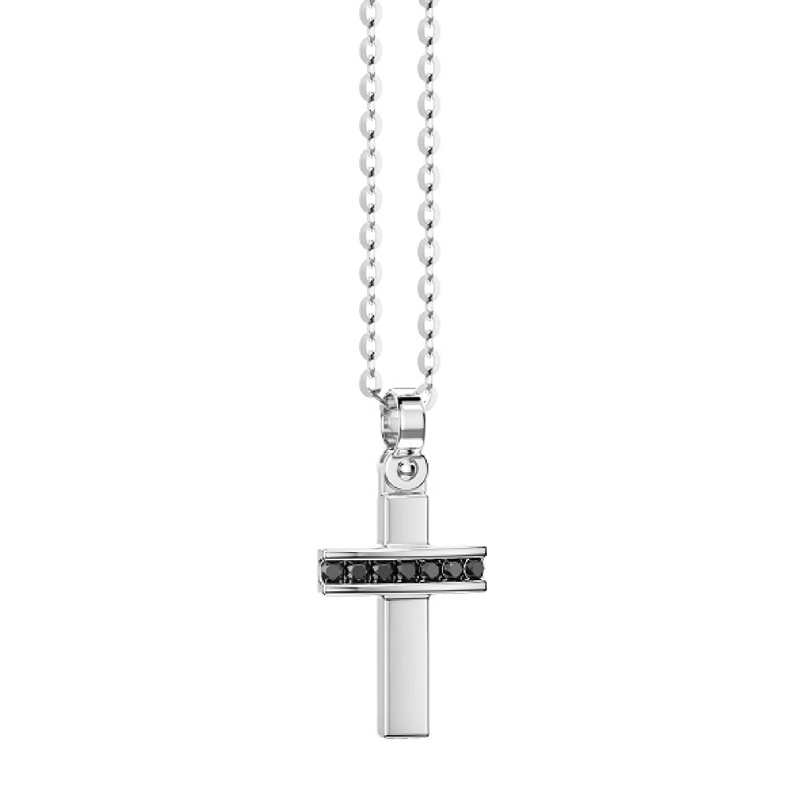 Collana uomo Zancan in argento con croce e spinelli neri MISURA UNICA