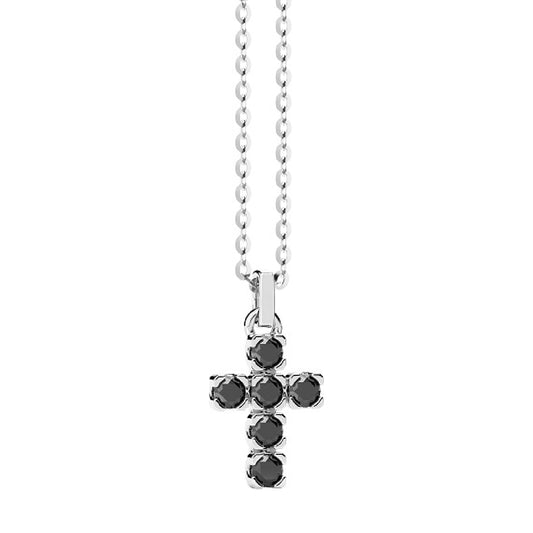 Collana uomo Zancan in argento con croce di spinelli nero MISURA UNICA