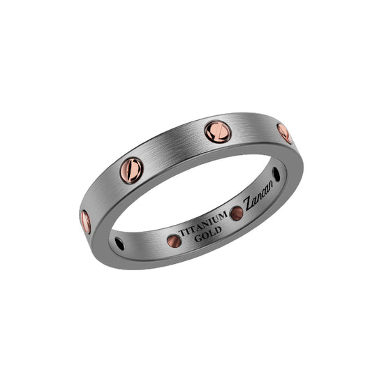 Anello da uomo Zancan Eternity in titanio con decoro rosé SU MISURA