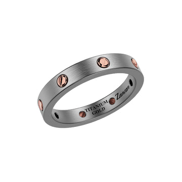 Anello da uomo Zancan Eternity in titanio con decoro rosé SU MISURA