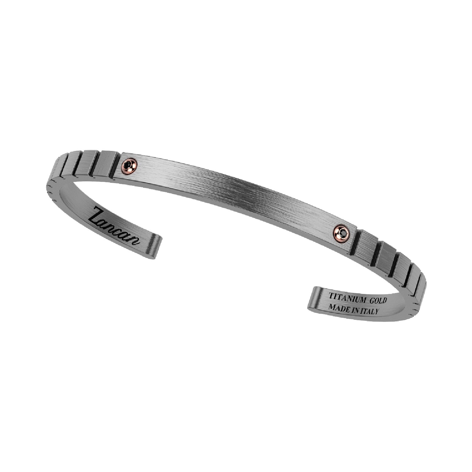 Bracciale rigido aperto uomo Zancan titanio diamante nero Rigido