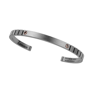 Bracciale rigido aperto uomo Zancan titanio diamante nero Rigido