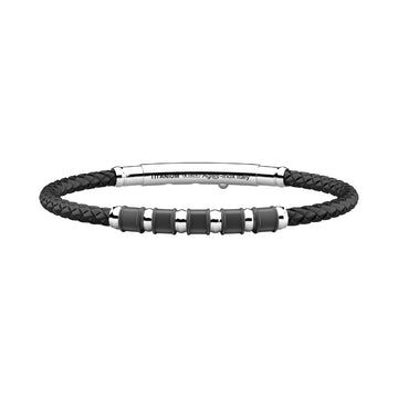 Bracciale Zancan in titanio argento acciaio e silicone nero 21,5 cm