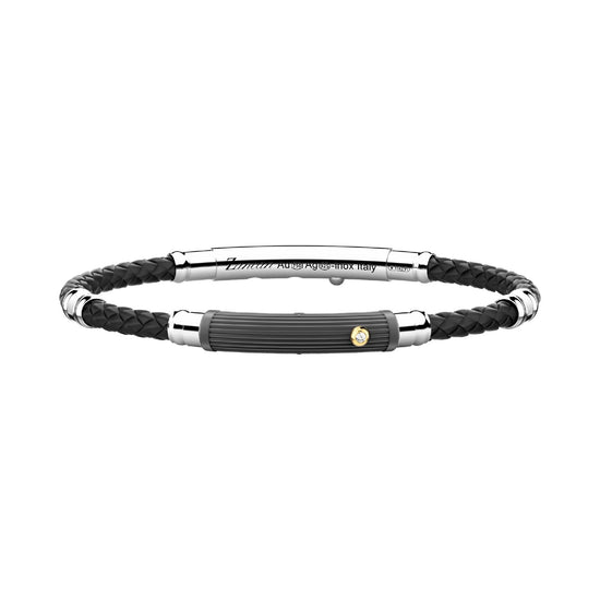 Bracciale Zancan in titanio argento oro giallo con diamante 21,5 cm