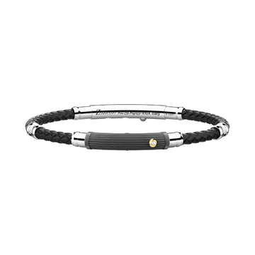 Bracciale Zancan in titanio argento oro giallo con diamante 21,5 cm