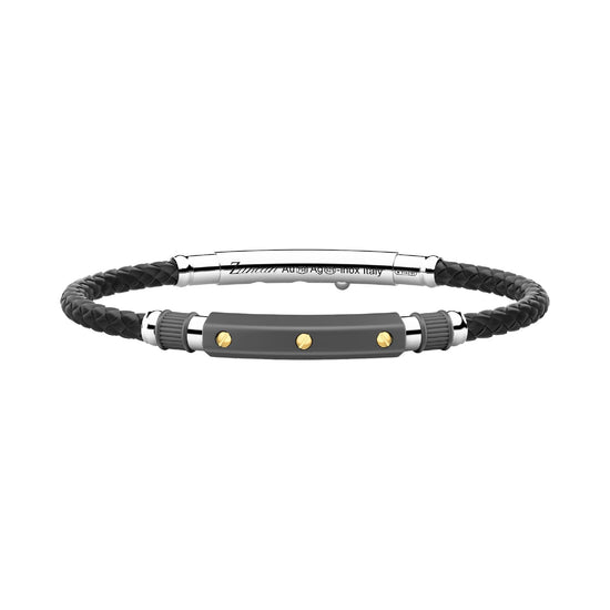 Bracciale Zancan in titanio argento silicone e oro giallo 21,5 cm