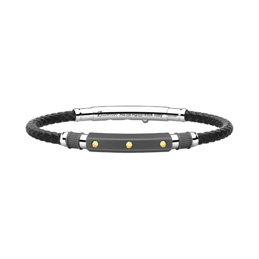 Bracciale Zancan in titanio argento silicone e oro giallo 21,5 cm