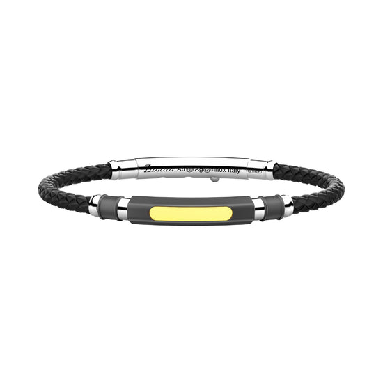 Bracciale Zancan in titanio argento oro giallo e silicone 21,5 cm