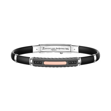 Bracciale Zancan in titanio argento oro rosa e diamante nero 21 cm