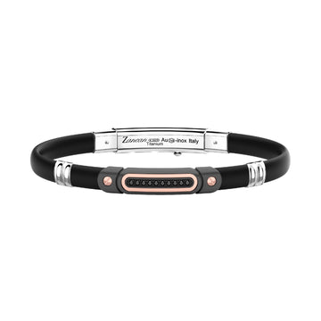 Bracciale Zancan in titanio oro rosa argento e diamante nero 21 cm