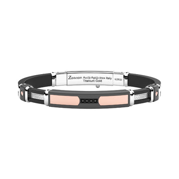 Bracciale Zancan in titanio argento oro rosa e diamante nero 21 cm