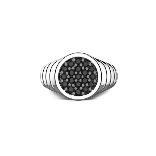 Anello chevalier Zancan in argento 925 con pietre nere ZA.EXA174