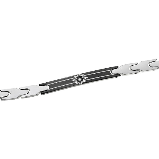 Bracciale da uomo Zancan in acciaio con piastrina e cristallo 21,5 cm