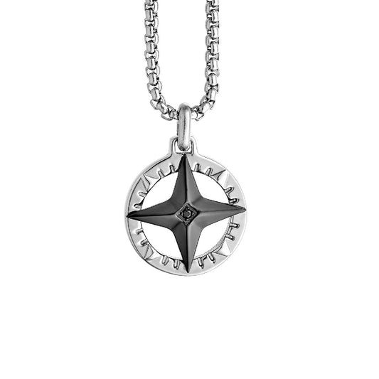 Collana da uomo Zancan in acciaio ciondolo rosa venti nera MISURA UNICA