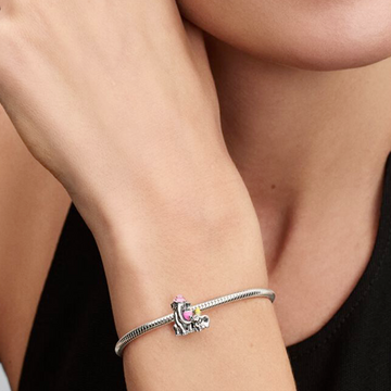 Charm donna Pandora in argento con Dumbo e la sua mamma