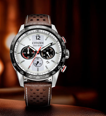 Orologio Citizen Vintage Racing da uomo con cinturino in pelle marrone