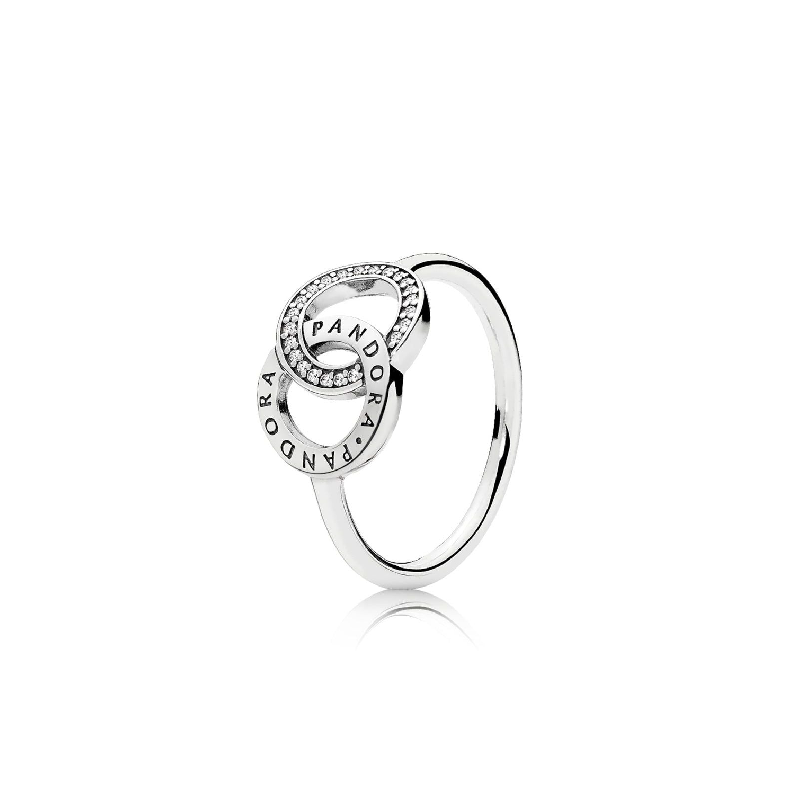 Anello scintillante con cerchi intrecciati e logo Pandora 196326CZ-1