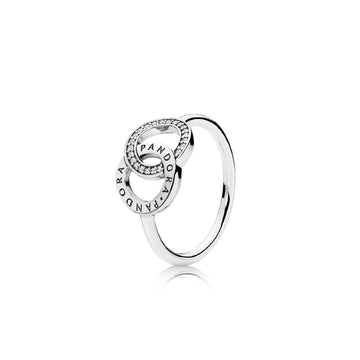 Anello scintillante con cerchi intrecciati e logo Pandora 196326CZ-1