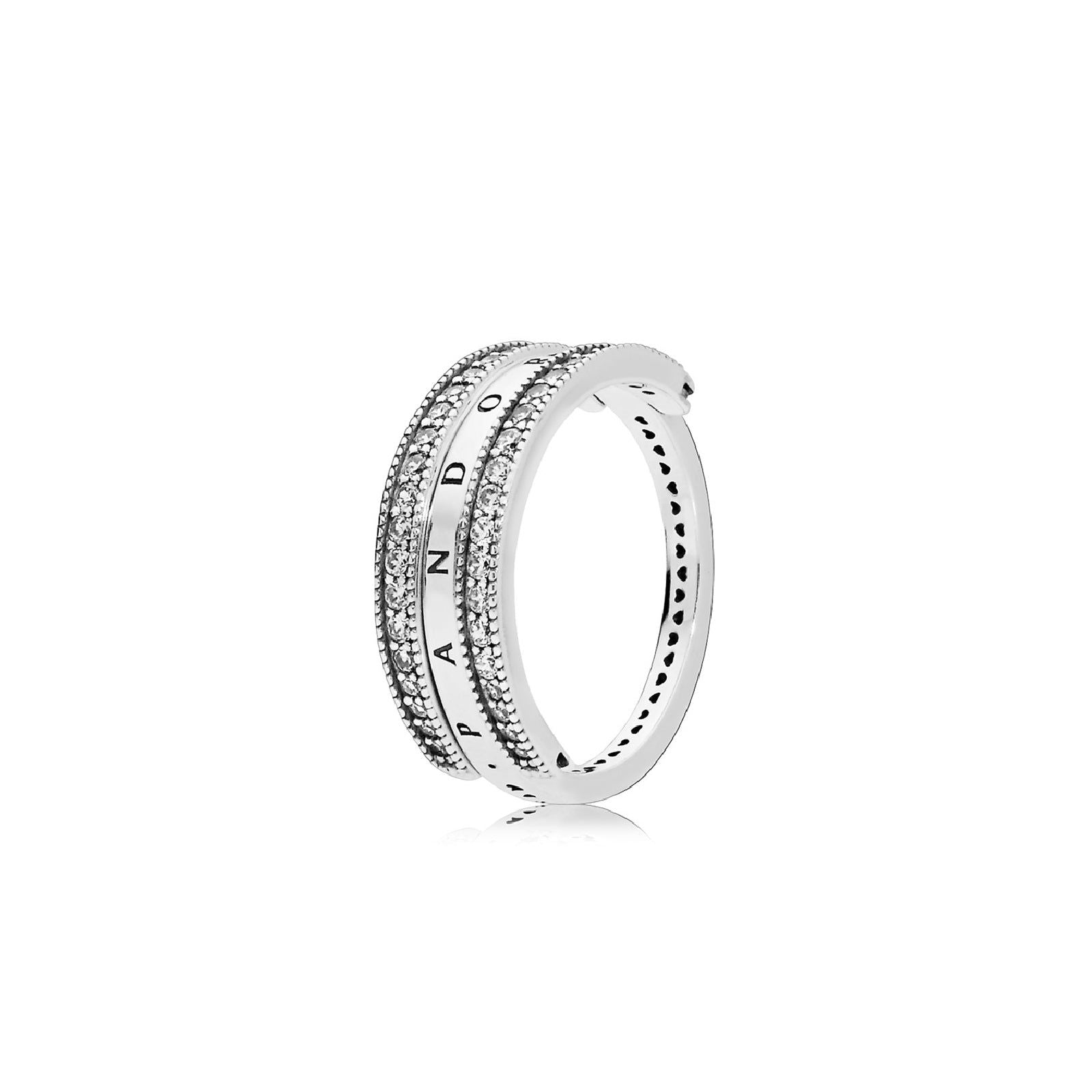 Anello Cuori e logo Pandora 197404CZ-1