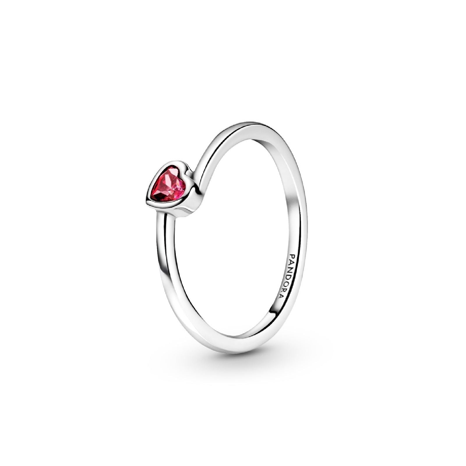 Anello con solitario a cuore obliquo rosso 199267C01-1