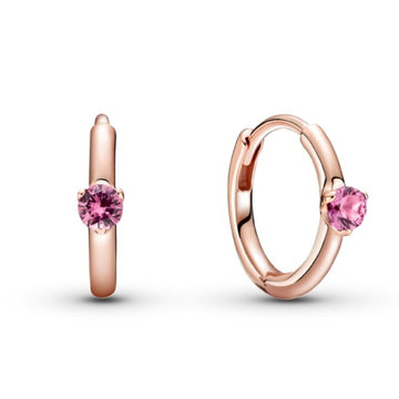 Orecchini a cerchio con solitario rosa 289304C03-1