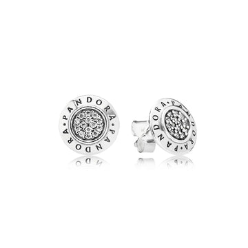 Orecchini a lobo scintillanti con logo Pandora 290559CZ-1