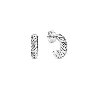 Orecchini a cerchio con maglia snake e pavé 299091C01-1