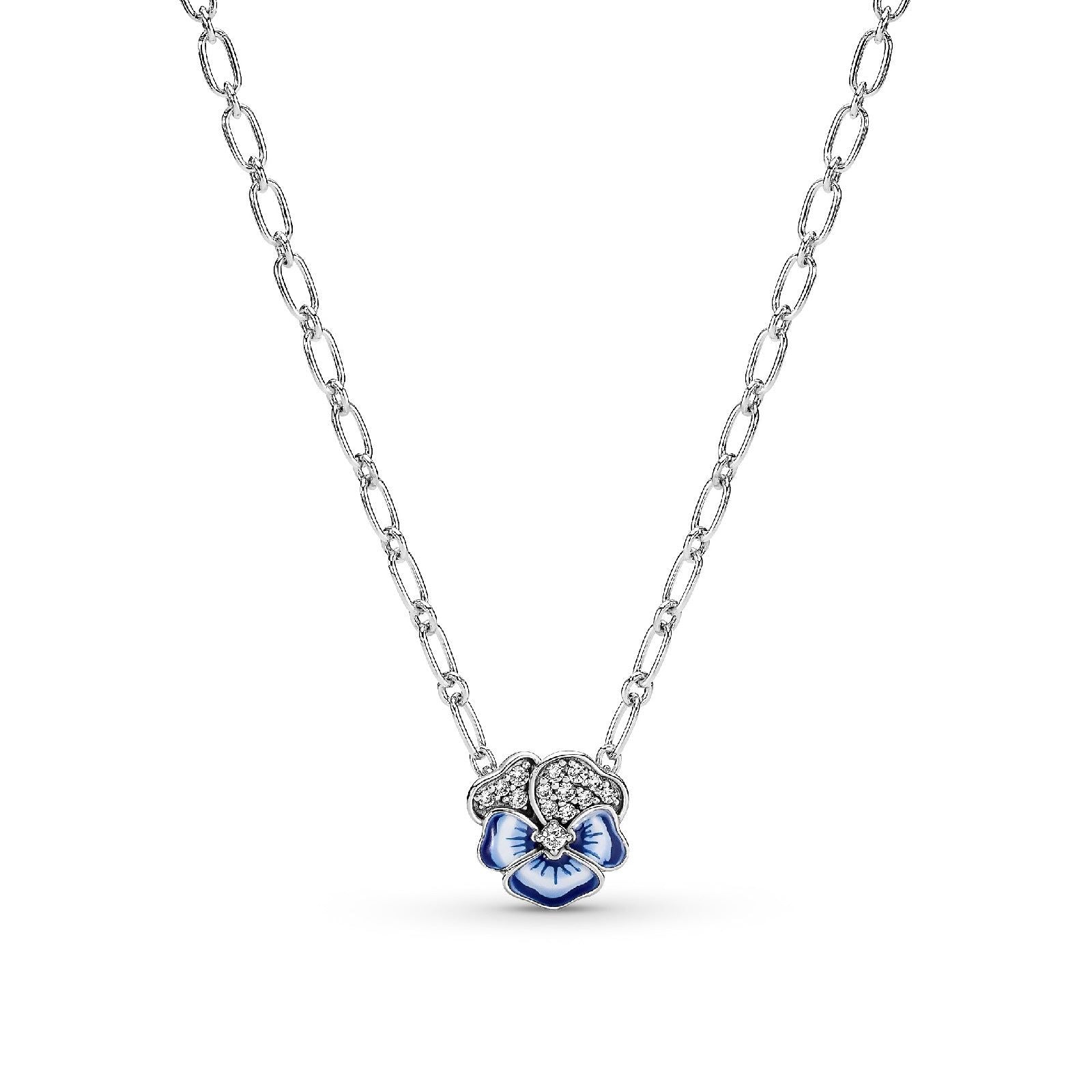 Collana Pendente Viola del Pensiero Blu Luminosa 390770C01-1
