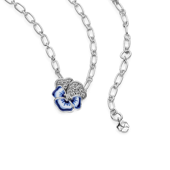 Collana Pendente Viola del Pensiero Blu Luminosa 390770C01-4