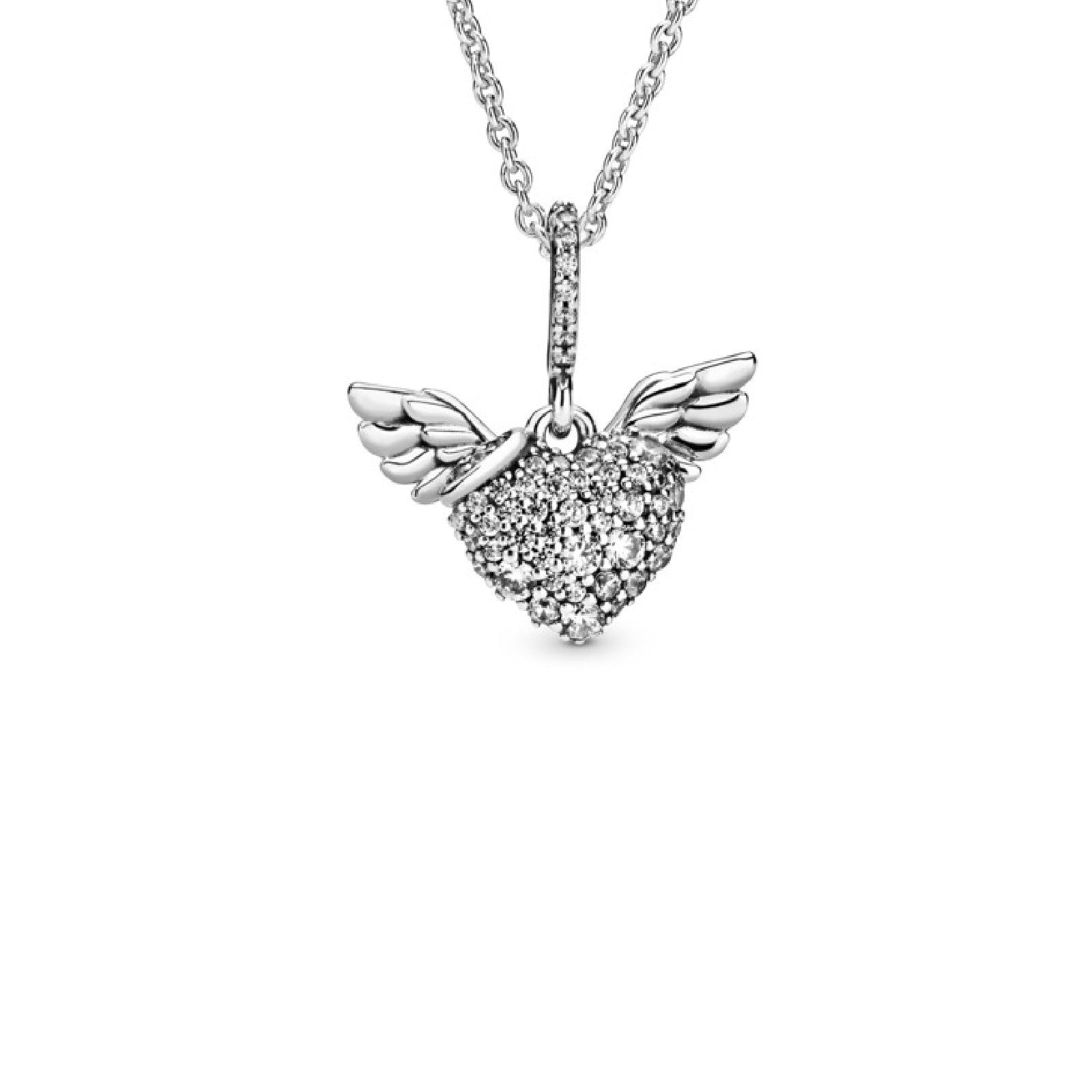 Collana Ali d’angelo con cuore in pavé 398505C01-45-1