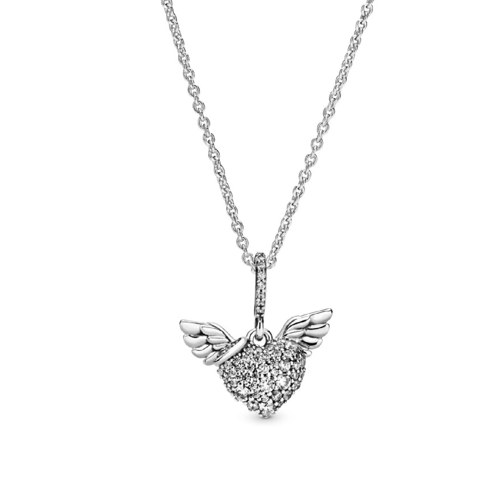 Collana Ali d’angelo con cuore in pavé 398505C01-45-2