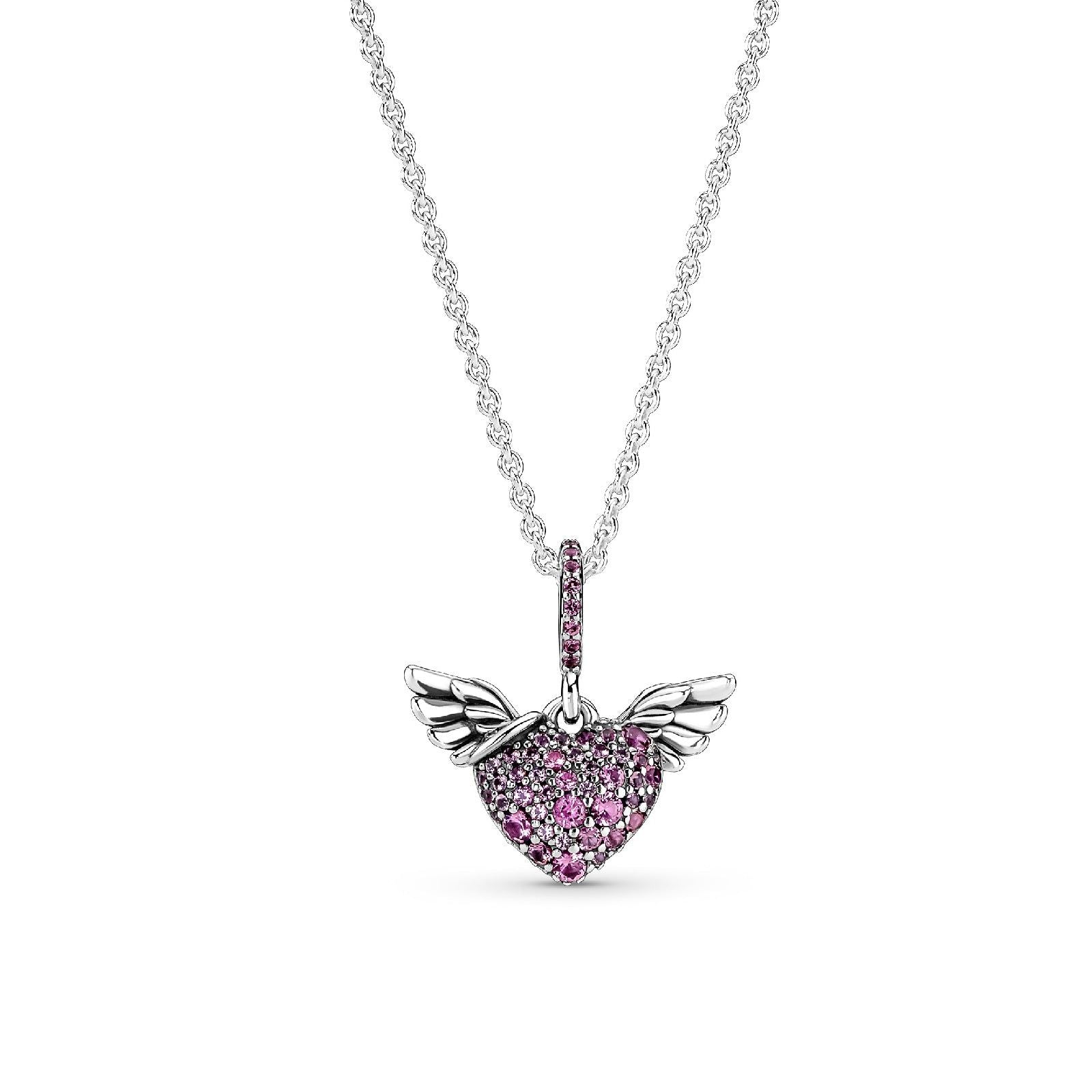Collana Cuori Rosa con Ali 398505C02-45-1