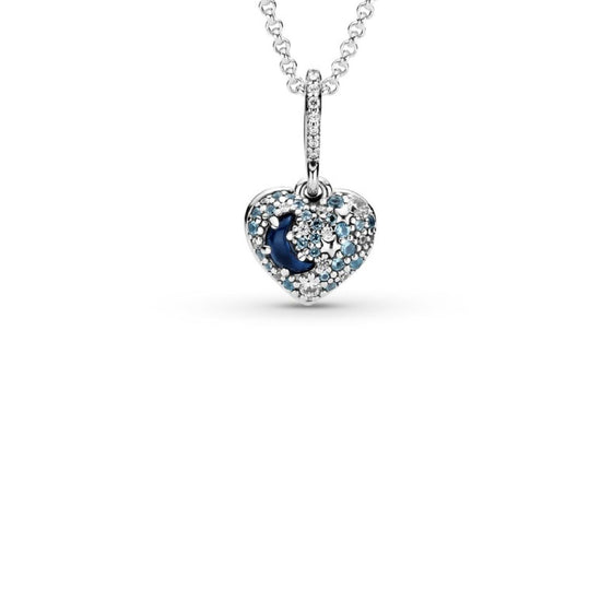 Collana con Cuore, Stelle e Luna Blu scintillanti 399232C01-50-1