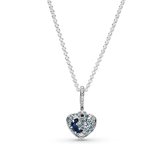 Collana con Cuore, Stelle e Luna Blu scintillanti 399232C01-50-2