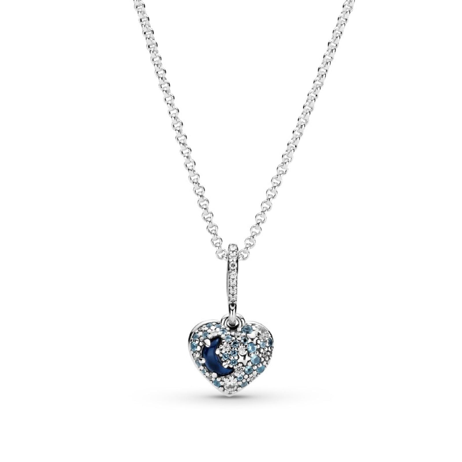 Collana con Cuore, Stelle e Luna Blu scintillanti 399232C01-50-2