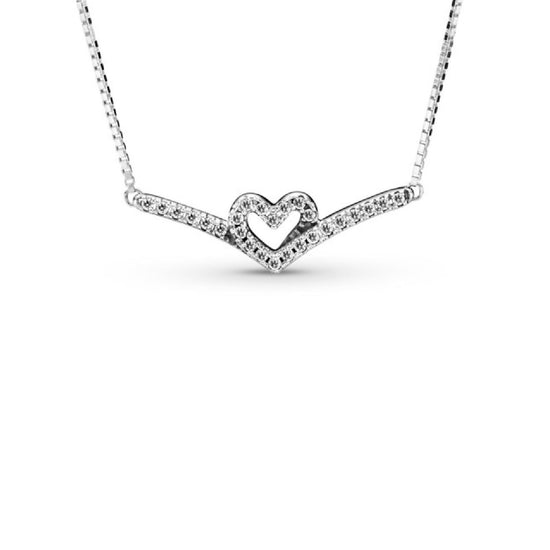 Collier chevron con cuore scintillante 399273C01-45-1