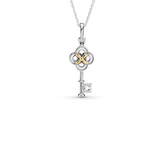 Collana bicolore Chiave e fiore 399339C01-70-1
