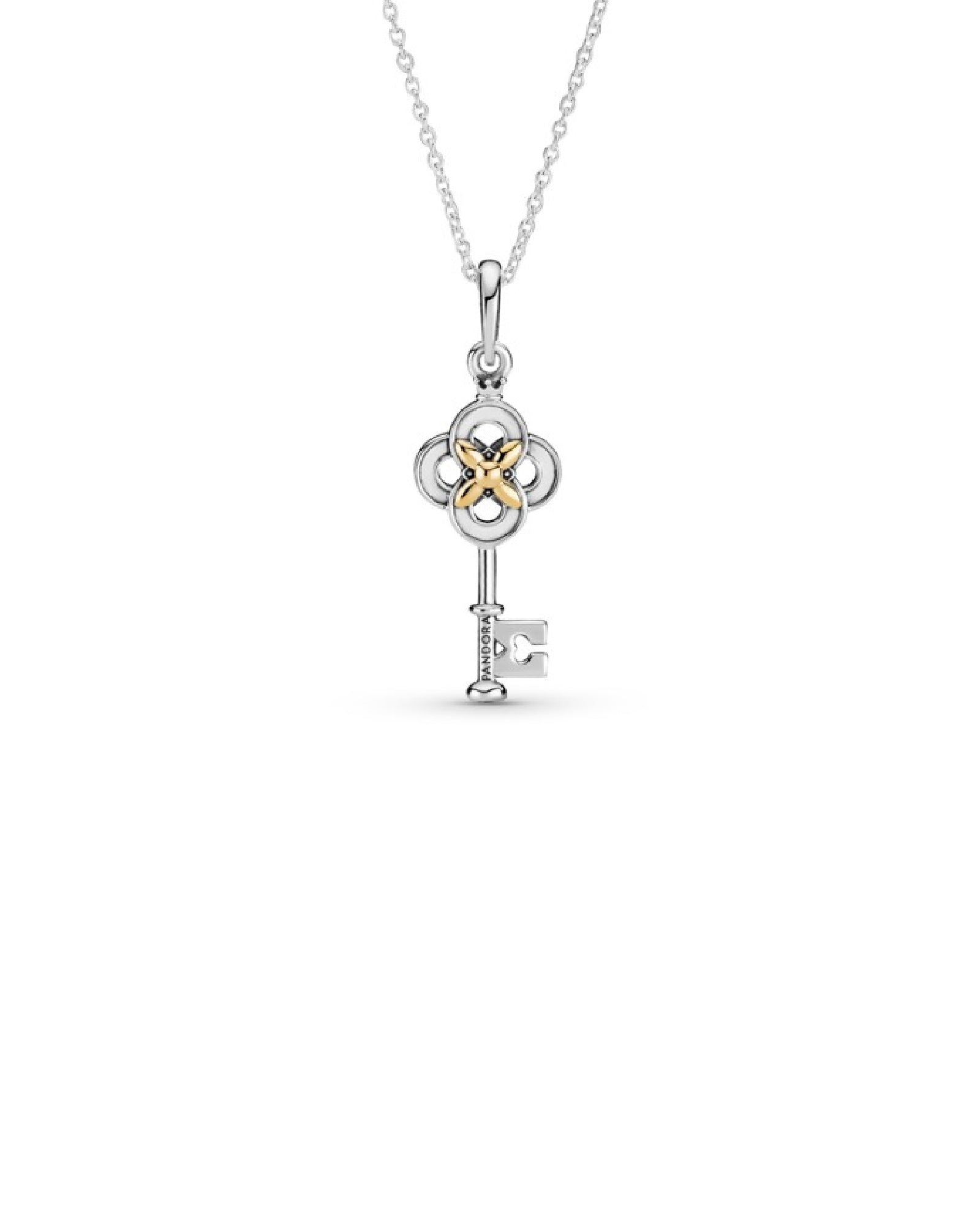Pandora Passions Two-tone Key & Flower Necklace 399339C01
