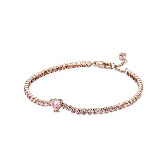 Bracciale Tennis Rosa con Cuore in rilievo 580041C01-1