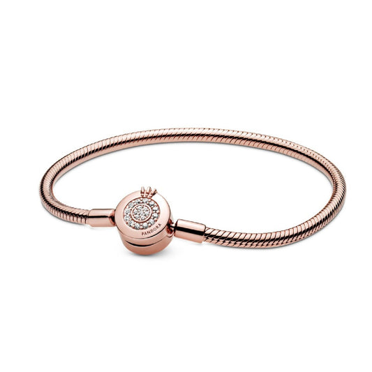 Bracciale Pandora Moments scintillante con maglia snake e O coronata 589046C01-1